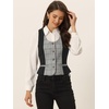 image:imageAllegra K Women Vintage Plaid Button Down Sleeveless U Neck Waistcoat VestBlack