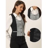 image:imageAllegra K Women Vintage Plaid Button Down Sleeveless U Neck Waistcoat VestBlack