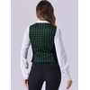 image:imageAllegra K Women Vintage Plaid Button Down Sleeveless U Neck Waistcoat VestGreen