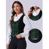 image:imageAllegra K Women Vintage Plaid Button Down Sleeveless U Neck Waistcoat VestGreen