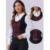 image:imageAllegra K Women Vintage Plaid Button Down Sleeveless U Neck Waistcoat VestRed