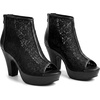 image:imageAllegra K Womens Lace Open Toe Boots Platform Ankle BootsBlack