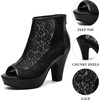image:imageAllegra K Womens Lace Open Toe Boots Platform Ankle BootsBlack
