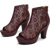 image:imageAllegra K Womens Lace Open Toe Boots Platform Ankle BootsBurgundy