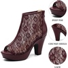 image:imageAllegra K Womens Lace Open Toe Boots Platform Ankle BootsBurgundy