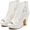image:imageAllegra K Womens Lace Open Toe Boots Platform Ankle BootsWhite