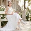 image:imageAllegra K Womens Lace Open Toe Boots Platform Ankle BootsWhite