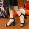 image:imageAllegra K Womens Open Toe Chunky High Heel Buckle Ankle Strap SandalsBlack