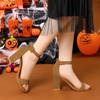 image:imageAllegra K Womens Open Toe Chunky High Heel Buckle Ankle Strap SandalsBrown