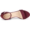 image:imageAllegra K Womens Open Toe Chunky High Heel Buckle Ankle Strap SandalsBurgundy