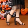 image:imageAllegra K Womens Open Toe Chunky High Heel Buckle Ankle Strap SandalsCoffee