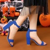 image:imageAllegra K Womens Open Toe Chunky High Heel Buckle Ankle Strap SandalsDark Blue