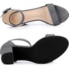 image:imageAllegra K Womens Open Toe Chunky High Heel Buckle Ankle Strap SandalsDeep Grey