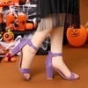 image:imageAllegra K Womens Open Toe Chunky High Heel Buckle Ankle Strap SandalsPurple