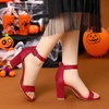 image:imageAllegra K Womens Open Toe Chunky High Heel Buckle Ankle Strap SandalsRed