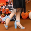 image:imageAllegra K Womens Open Toe Chunky High Heel Buckle Ankle Strap SandalsSky Blue