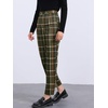 image:imageAllegra K Womens Plaid Pants High Waist Tartan Checkered Casual Work PantsArmy Green