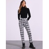image:imageAllegra K Womens Plaid Pants High Waist Tartan Checkered Casual Work PantsBlack Beige