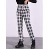 image:imageAllegra K Womens Plaid Pants High Waist Tartan Checkered Casual Work PantsBlack Beige