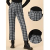 image:imageAllegra K Womens Plaid Pants High Waist Tartan Checkered Casual Work PantsBlack White