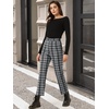 image:imageAllegra K Womens Plaid Pants High Waist Tartan Checkered Casual Work PantsBlack White