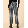 image:imageAllegra K Womens Plaid Pants High Waist Tartan Checkered Casual Work PantsBlack White
