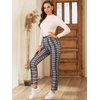 image:imageAllegra K Womens Plaid Pants High Waist Tartan Checkered Casual Work PantsBlue