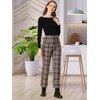 image:imageAllegra K Womens Plaid Pants High Waist Tartan Checkered Casual Work PantsBrown