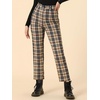 image:imageAllegra K Womens Plaid Pants High Waist Tartan Checkered Casual Work PantsDark Brown