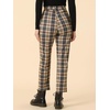 image:imageAllegra K Womens Plaid Pants High Waist Tartan Checkered Casual Work PantsDark Brown