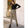 image:imageAllegra K Womens Plaid Pants High Waist Tartan Checkered Casual Work PantsDark Brown