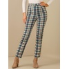 image:imageAllegra K Womens Plaid Pants High Waist Tartan Checkered Casual Work PantsGreen