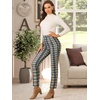 image:imageAllegra K Womens Plaid Pants High Waist Tartan Checkered Casual Work PantsGreen