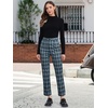 image:imageAllegra K Womens Plaid Pants High Waist Tartan Checkered Casual Work PantsNavy Blue