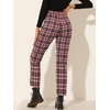 image:imageAllegra K Womens Plaid Pants High Waist Tartan Checkered Casual Work PantsRed