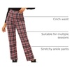 image:imageAllegra K Womens Plaid Pants High Waist Tartan Checkered Casual Work PantsRed