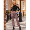 image:imageAllegra K Womens Plaid Pants High Waist Tartan Checkered Casual Work PantsRed