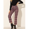 image:imageAllegra K Womens Plaid Pants High Waist Tartan Checkered Casual Work PantsRed
