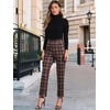 image:imageAllegra K Womens Plaid Pants High Waist Tartan Checkered Casual Work PantsRed Brown