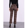 image:imageAllegra K Womens Plaid Pants High Waist Tartan Checkered Casual Work PantsRed Brown
