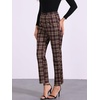 image:imageAllegra K Womens Plaid Pants High Waist Tartan Checkered Casual Work PantsRed Brown