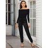 image:imageAllegra K Womens Satin Pants Tie Elastic High Waist Satin Cargo JoggersBlack