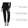 image:imageAllegra K Womens Satin Pants Tie Elastic High Waist Satin Cargo JoggersBlack