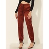 image:imageAllegra K Womens Satin Pants Tie Elastic High Waist Satin Cargo JoggersBrown