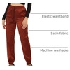 image:imageAllegra K Womens Satin Pants Tie Elastic High Waist Satin Cargo JoggersBrown