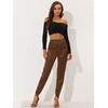 image:imageAllegra K Womens Satin Pants Tie Elastic High Waist Satin Cargo JoggersCoffee