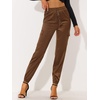 image:imageAllegra K Womens Satin Pants Tie Elastic High Waist Satin Cargo JoggersCoffee