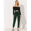 image:imageAllegra K Womens Satin Pants Tie Elastic High Waist Satin Cargo JoggersDark Green
