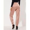 image:imageAllegra K Womens Satin Pants Tie Elastic High Waist Satin Cargo JoggersGraypink