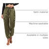 image:imageAllegra K Womens Satin Pants Tie Elastic High Waist Satin Cargo JoggersGreen